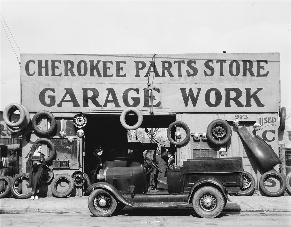 (WALKER EVANS) (1903-1975) Cherokee Parts Store Garage Work, Atlanta, Georgia.